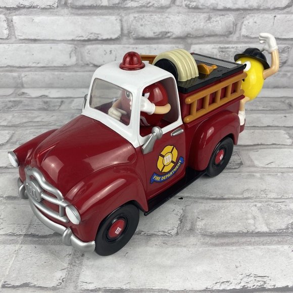 M&M's Five Alarm Fun Red Firehouse Fire Truck Candy Dispenser No Box - Picture 1 of 3